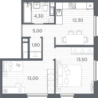 2 ккв № 65 Корп.: 9 , Секция 3  в ЖК PLUS Пулковский