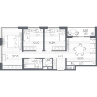 4 ккв (Евро) № 17 Корп.: 10 , Секция 1  в ЖК PLUS Пулковский