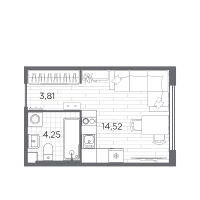 Студия № 164 Корп.: 6 , Секция 5  в ЖК PLUS Пулковский
