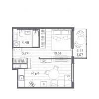 2 ккв (Евро) № 59 Корп.: 6 , Секция 1  в ЖК PLUS Пулковский