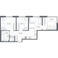 4 ккв (Евро) № 1 Корп.: 9 , Секция 1  в ЖК PLUS Пулковский