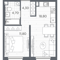 2 ккв (Евро) № 26 Корп.: 10 , Секция 2  в ЖК PLUS Пулковский