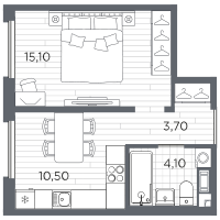 1 ккв № 108 Корп.: 11 , Секция 3  в ЖК PLUS Пулковский