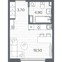 Студия № 15 Корп.: 9 , Секция 1  в ЖК PLUS Пулковский