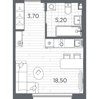 Студия № 4 Корп.: 9 , Секция 1  в ЖК PLUS Пулковский