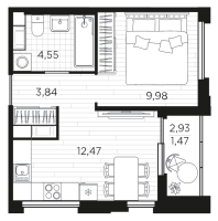 1 ккв № 14 Корп.: 5 , Секция 1  в ЖК PLUS Пулковский