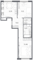 2 ккв № 31 Корп.: 4 , Секция 2  в ЖК PLUS Пулковский