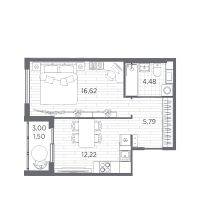 1 ккв № 56 Корп.: 6 , Секция 1  в ЖК PLUS Пулковский
