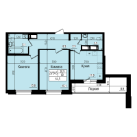 2 ккв № 148 Дом: 3/20 Корп.: 2 , Секция 1  в ЖК ПРАГМА СИТИ
