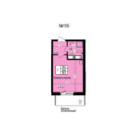 Студия № 155 Дом: 8 Корп.: 3 , Секция 2  в ЖК ПРАГМА СИТИ