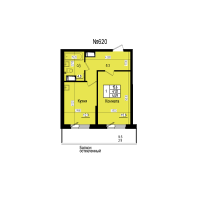 1 ккв № 620 Дом: 8 Корп.: 3 , Секция 6  в ЖК ПРАГМА СИТИ