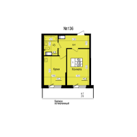 1 ккв № 136 Дом: 8 Корп.: 3 , Секция 2  в ЖК ПРАГМА СИТИ