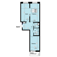 3 ккв (Евро) № 497 Дом: 8 Корп.: 3 , Секция 5  в ЖК ПРАГМА СИТИ