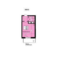Студия № 649 Дом: 8 Корп.: 3 , Секция 6  в ЖК ПРАГМА СИТИ
