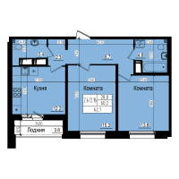 2 ккв № 308 Дом: 3/20 Корп.: 2 , Секция 2  в ЖК ПРАГМА СИТИ