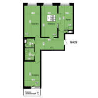 3 ккв № 409 Дом: 8 Корп.: 3 , Секция 4  в ЖК ПРАГМА СИТИ