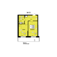 1 ккв № 151 Дом: 8 Корп.: 3 , Секция 2  в ЖК ПРАГМА СИТИ