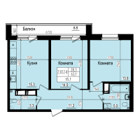 3 ккв (Евро) № 165 Дом: 3/20 Корп.: 2 , Секция 2  в ЖК ПРАГМА СИТИ