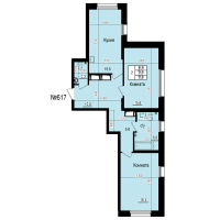 3 ккв (Евро) № 617 Дом: 8 Корп.: 3 , Секция 6  в ЖК ПРАГМА СИТИ