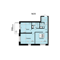 2 ккв № 258 Дом: 8 Корп.: 3 , Секция 3  в ЖК ПРАГМА СИТИ