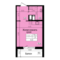 Студия № 451 Дом: 10 Корп.: 2 , Секция 3  в ЖК ПРАГМА city