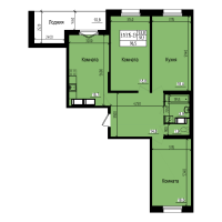 3 ккв № 400 Дом: 10 Корп.: 2 , Секция 3  в ЖК ПРАГМА city