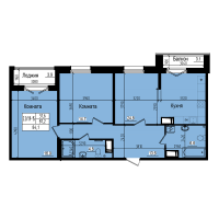 3 ккв (Евро) № 87 Дом: 10 Корп.: 2 , Секция 1  в ЖК ПРАГМА city