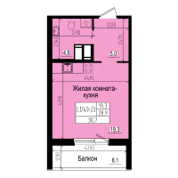 Студия № 516 Дом: 10 Корп.: 2 , Секция 4  в ЖК ПРАГМА city