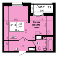Студия № 47 Дом: 10 Корп.: 2 , Секция 1  в ЖК ПРАГМА city