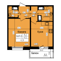 1 ккв № 795 Дом: 10 Корп.: 2 , Секция 5  в ЖК ПРАГМА city