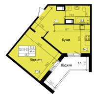 1 ккв № 404 Дом: 10 Корп.: 2 , Секция 3  в ЖК ПРАГМА city