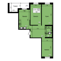 3 ккв № 407 Дом: 10 Корп.: 2 , Секция 3  в ЖК ПРАГМА city