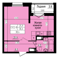 Студия № 187 Дом: 10 Корп.: 2 , Секция 2  в ЖК ПРАГМА city