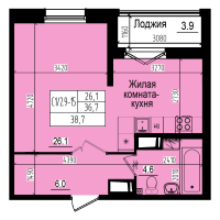Студия № 229 Дом: 10 Корп.: 2 , Секция 2  в ЖК ПРАГМА city