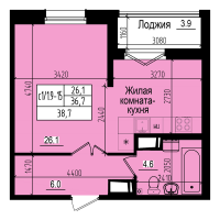 Студия № 89 Дом: 10 Корп.: 2 , Секция 1  в ЖК ПРАГМА city