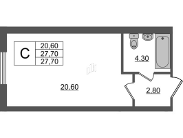 Студия № 101Н Корп.: 6а , Секция 2  в ЖК PROMENADE