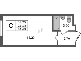 Студия № 100Н Корп.: 6а , Секция 2  в ЖК PROMENADE