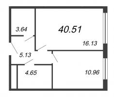 1 ккв № 1428-1 Уч. 3 , Секция 1  в ЖК ПРОМОЛОDОСТЬ