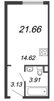 Студия № 213-1 Уч. 3 , Секция 1  в ЖК ПРОМОЛОDОСТЬ