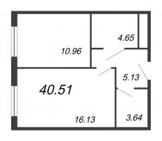 1 ккв № 2227-1 Уч. 3 , Секция 1  в ЖК ПРОМОЛОDОСТЬ