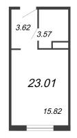 Студия № 442-1 Уч. 3 , Секция 1  в ЖК ПРОМОЛОDОСТЬ