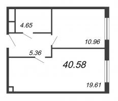 2 ккв (Евро) № 1877-2 Уч. 3 , Секция 2  в ЖК ПРОМОЛОDОСТЬ
