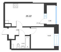 2 ккв (Евро) № 756 Корп.: 3.2 , Секция 2.4  в ЖК Панорама Парк Сосновка