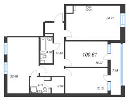4 ккв (Евро) № 724 Корп.: 3.2 , Секция 2.4  в ЖК Панорама Парк Сосновка