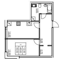 1 ккв № 256 Корп.: 6 , Секция 5  в ЖК Панорама Юкки