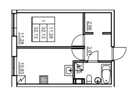 1 ккв № 188 Корп.: 6 , Секция 4  в ЖК Панорама Юкки