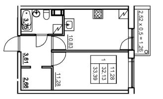 1 ккв № 263 Корп.: 6 , Секция 5  в ЖК Панорама Юкки