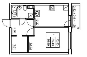 1 ккв № 184 Корп.: 6 , Секция 4  в ЖК Панорама Юкки