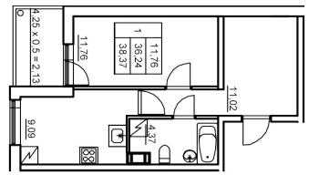 1 ккв № 254 Корп.: 6 , Секция 5  в ЖК Панорама Юкки