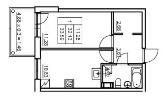 1 ккв № 196 Корп.: 6 , Секция 4  в ЖК Панорама Юкки